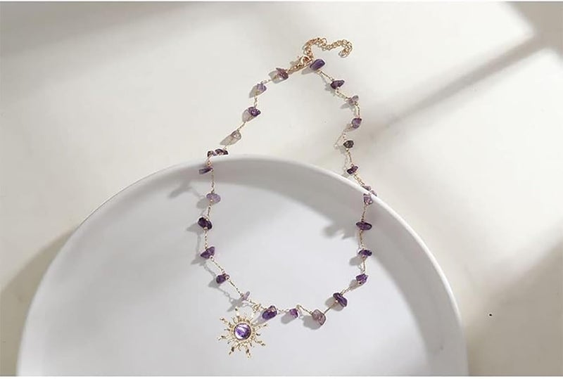 TACBSP Rapunz Sun Necklace for Women Tangled Necklace Sun Necklaces Opal Pendant Neckalces Healing Crystal Necklaces Christmas Trendy Jewelry - Image 4